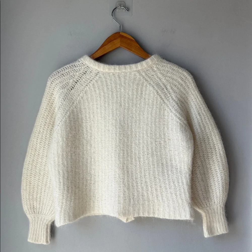 Sezane Emile Cardigan Cropped Ecru - Picture 7 of 10